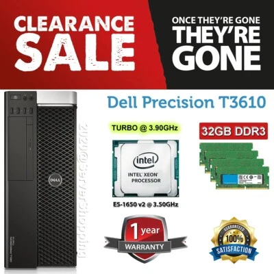 Windows 11 PRO Dell Precision T3610 E5-1650v2 TURBO 3.90GHz 6-CORE 32GB RAM FAST - Image 1 of 4