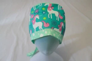 Pink & Green Unicorns Surgical Scrub Cap Chemo Dental Hat - Picture 1 of 5