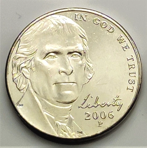 2006 P Jefferson Nickel - BU Coin Pulled from an OMW Roll Cover