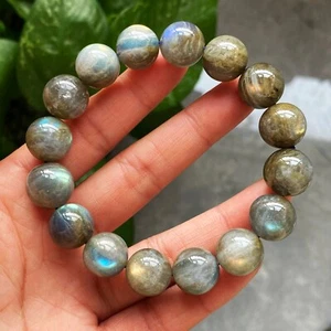 13mm Natural Labradorite Rainbow Blue Yellow Light Beads Bracelet C646 - Bild 1 von 7