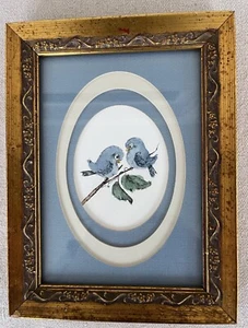 Arte acuarela vintage firmado y numerado Carol Morrison #72 mini pájaros enmarcado - Imagen 1 de 7
