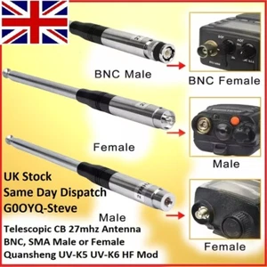 Teleskopowa antena CB 27mhz BNC SMA męska SMA żeńska SDR Quansheng UV-K5 UV-K6 HF - Zdjęcie 1 z 21