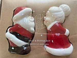 Pottery barn holiday Santa Christmas gift party Salt Pepper Shaker Set Wedding - Picture 1 of 12