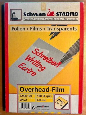Schwan Stabilo Overhead-Film OHP Transparancies A4 PVC 0,08mm Box c.100 - Image 1 of 2