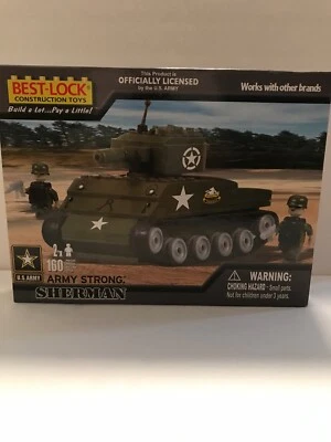 Best-Lock Construction Toys Sherman Tank, officially licensed by US Army, NEW - Image 1 of 4