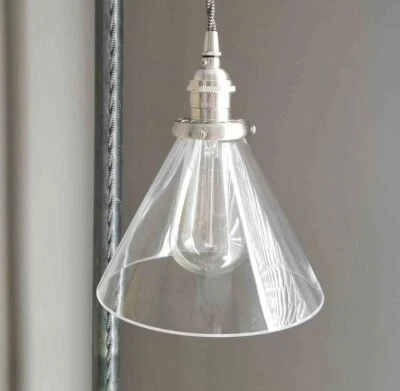 Pantalla de cono de vidrio de 7", tamaño más ajustado de 2,25 pulgadas - Pantalla de lámpara colgante, iluminación vintage Foto 1 de 4
