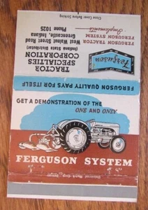 FERGUSON TRACTOR MATCHBOOK COVER: GREENCASTLE, INDIANA EMPTY MATCHCOVER -D8 - Picture 1 of 3