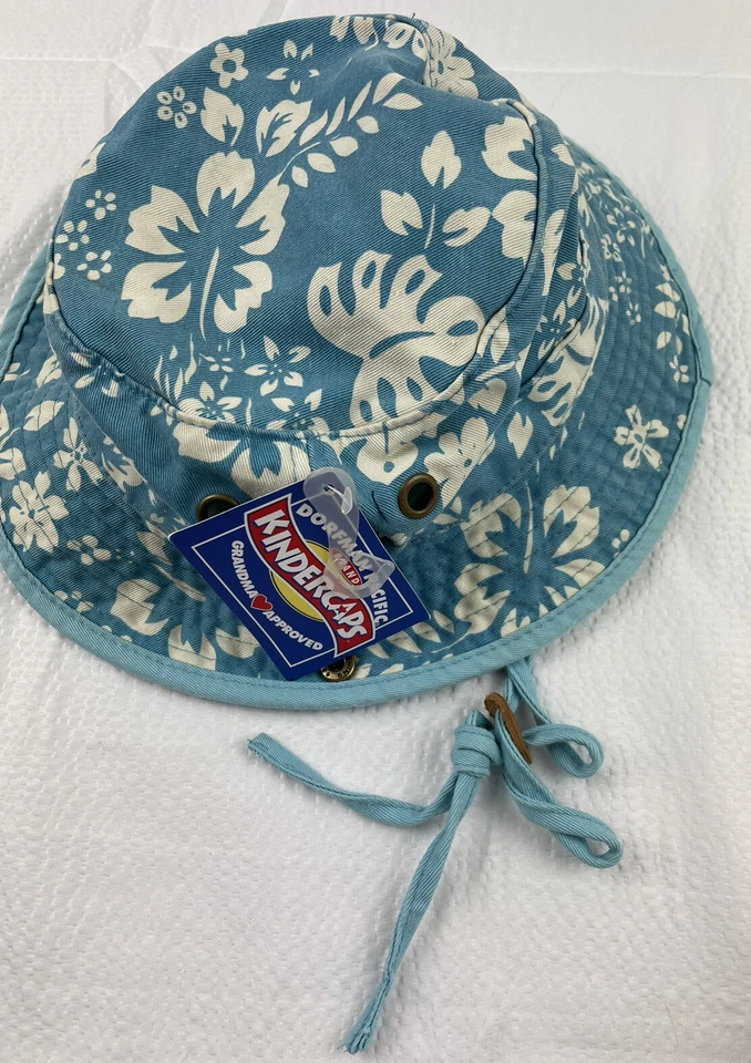 NUEVO Dorfman Pacific Kindercaps Sombrero/Gorra Cubo 4-6X Azul Blanco Hojas Lados a Presión Foto 1 de 4