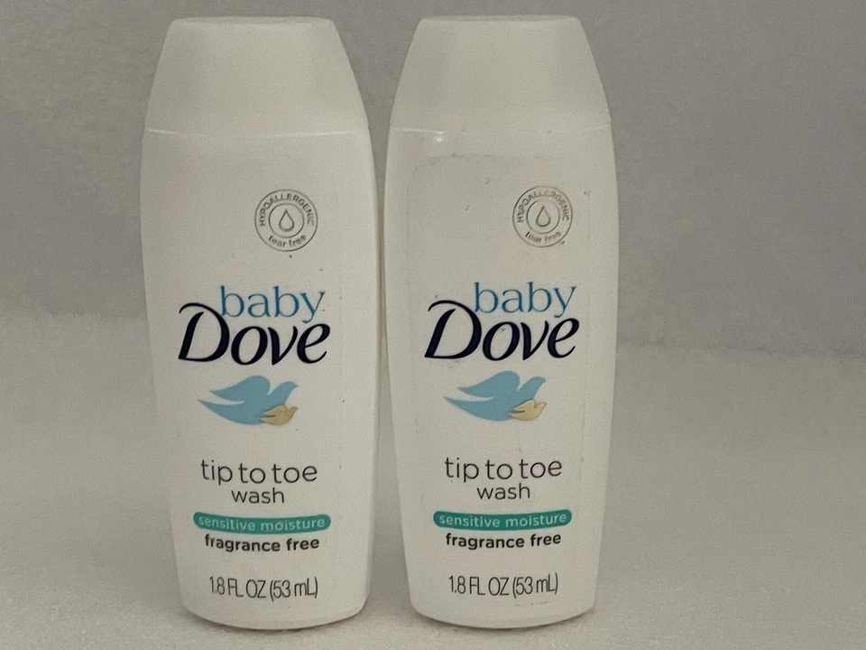 7x Baby Dove Tip to Toe Wash Rich Moisture 1.8 Oz / 53ml Travel Sz Bottles