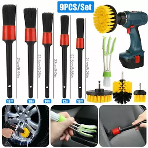 9Pcs Car Wheel Tire Rim Scrub Cleaning Brush Drill Kit Wash Power wash Cleaner - Picture 1 of 9
