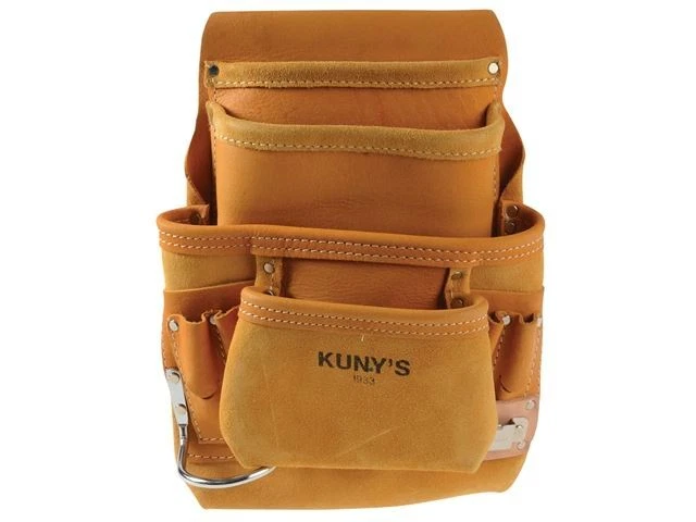 CLC Kunys i933 Leather Carpenter's Nail & Tool Bag 10 Pocket Pouch Tiered Grain - Image 1 of 2