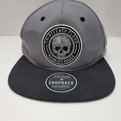Thirteenth Floor Haunted House Hat Zephyr Snapback Cap Gray Black Skull Logo - Image 1 of 4