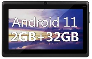 7" Android 11.0 Tablet PC, 2GB RAM+32GB ROM, Quad Core, Dual Cameras, Wi-Fi - Picture 1 of 6