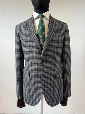 Beautiful Hackett Grey & Blue Checked Boucle Cloth Unstructured Jacket  RRP £650 - Image 1 of 4