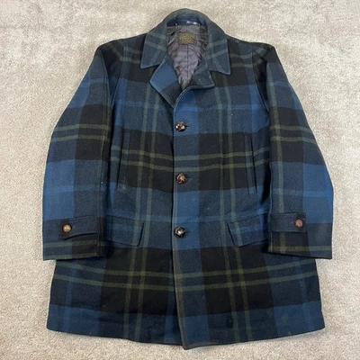 VTG Pendleton Wool Jacket Coat Blue and Black Plaid Quilted Lining - Image 1 of 4