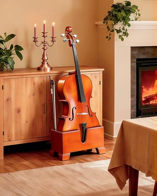 Cello Stand with Bow Holder, Non Slip Rubber Base, Premium Basswood Frame - Image 1 of 4