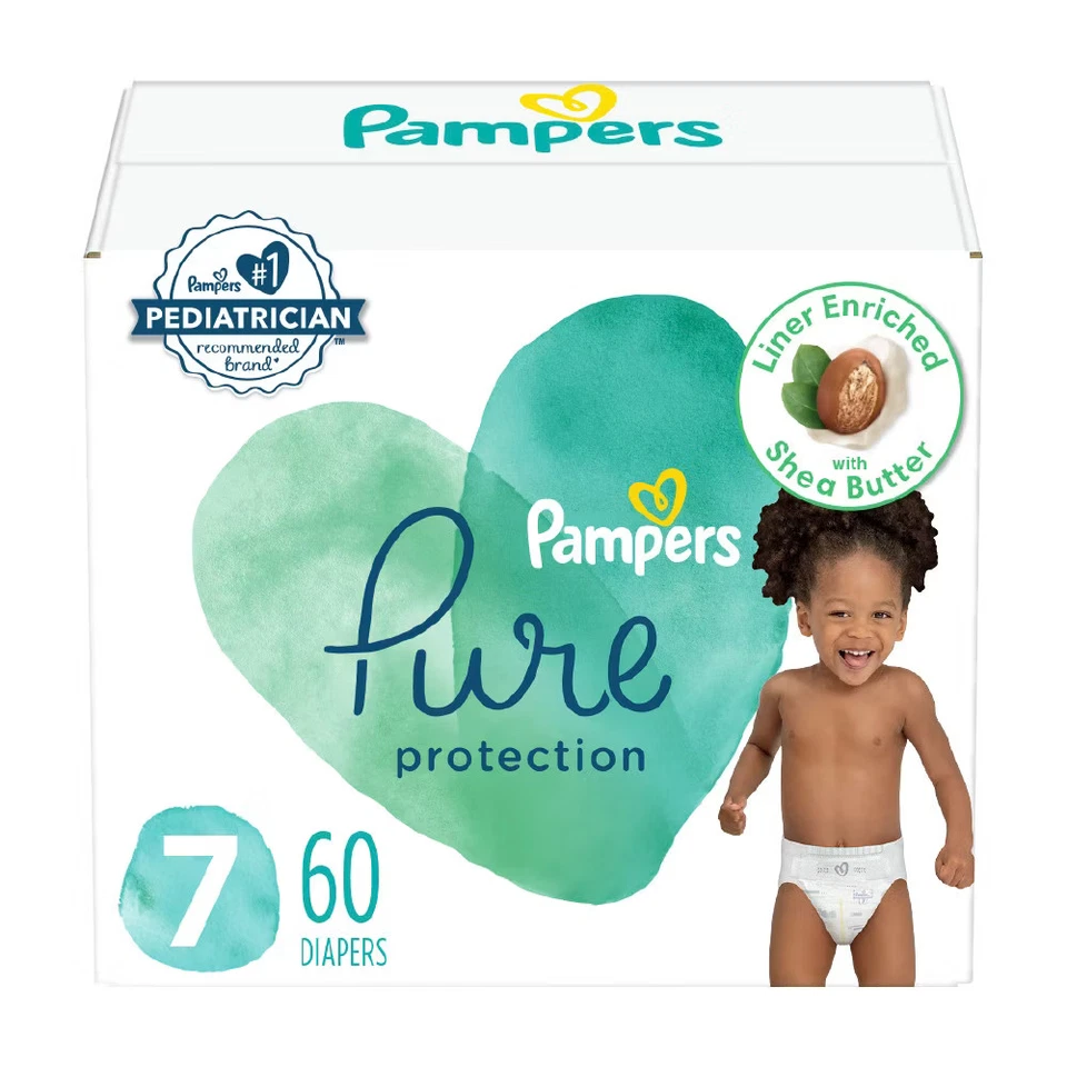 Pampers 87699200 Pure Protection Diapers Size 7 60 Count