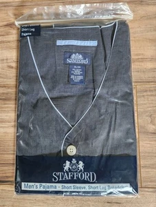 NEW Men's Stafford Pajama Short Sleeve Short Leg Broadcloth Pajamas Set Blue NWT - Picture 1 of 5