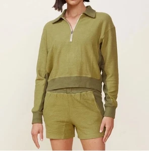 Polo Monrow Fuzzy Fleece Grande Verde Quarto Zip Vedi Descrizione - Foto 1 di 8