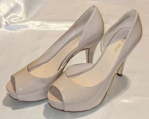 Nine West Caetlyn Classic Peep Toe Platform Pumps High Heels Size 6 M Nude Beige - Picture 1 of 9