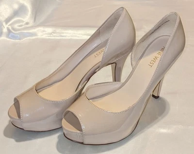 Nine West Caetlyn Classic Peep Toe Platform Pumps High Heels Size 6 M Nude Beige - Image 1 of 4