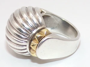 AMAZING LAGOS CAVIAR 18K YELLOW GOLD & Sterling Silver DOME RING 13.3 G & SZ 5.5 - Picture 1 of 8