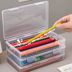 1PC Large Capacity Plastic Pencil Box Stackable Translucent Storage Box - Photo 1/13