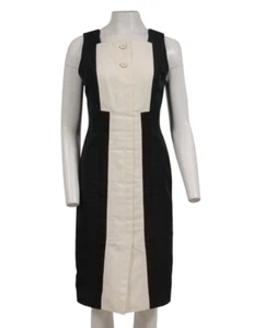 Carolina Herrera Womens Colorblock Midi Dress US 6 Blue White Cotton Nylon - Picture 1 of 19