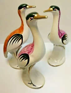 Steatyt Pottery Studio three Cranes birds figurine Poland 60s by Buksowicz - Picture 1 of 10