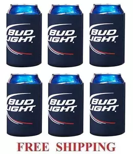 BUD LIGHT BEER 6 CAN COOLERS KOOZIE COOLIE HUGGIE NEW BUDWEISER - Picture 1 of 1