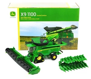 2021 FARM SHOW 1:64 ERTL John Deere X9 1100 TRACKED COMBINE *BOTH HEADS* NIB! - Picture 1 of 5
