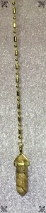 Handcrafted Genuine Picture Stone Jasper Gemstone Gold Ball And Bar Fan Pull - Picture 1 of 4