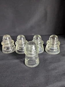 Lot of 5 -Clear Glass Insulator Hemingway 14/9 Made in the USA - Picture 1 of 13