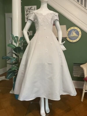 Vtg Full Fit Flair Tulle Satin Beaded & Embellished Party Dress Gown S 26 Prom - Image 1 of 4