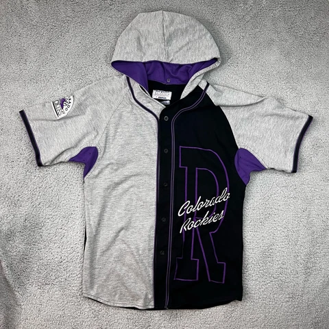 Vintage Starter Colorado Rockies Jersey Hoodie Mens Size Large MLB Button Front Cover