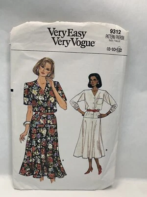 Vogue 9312 Misses Dress Drop Waist Pattern 12 Bust 34" *cut* - Image 1 of 2