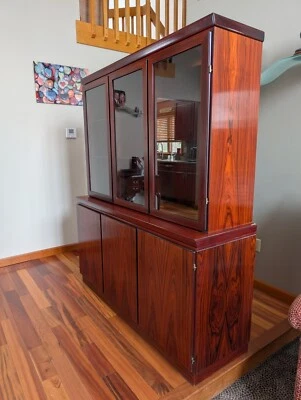 Danish Made Hutch, Display, MSM, Skovby, Rosewood, Lighted, 60" NICE. - Image 1 of 4
