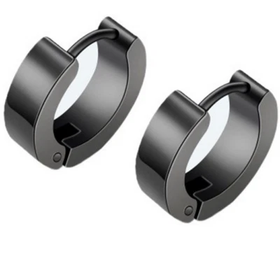 Conjunto de 4 piezas de pendientes de aro Huggie pequeños de acero inoxidable para mujer y hombre Foto 1 de 4