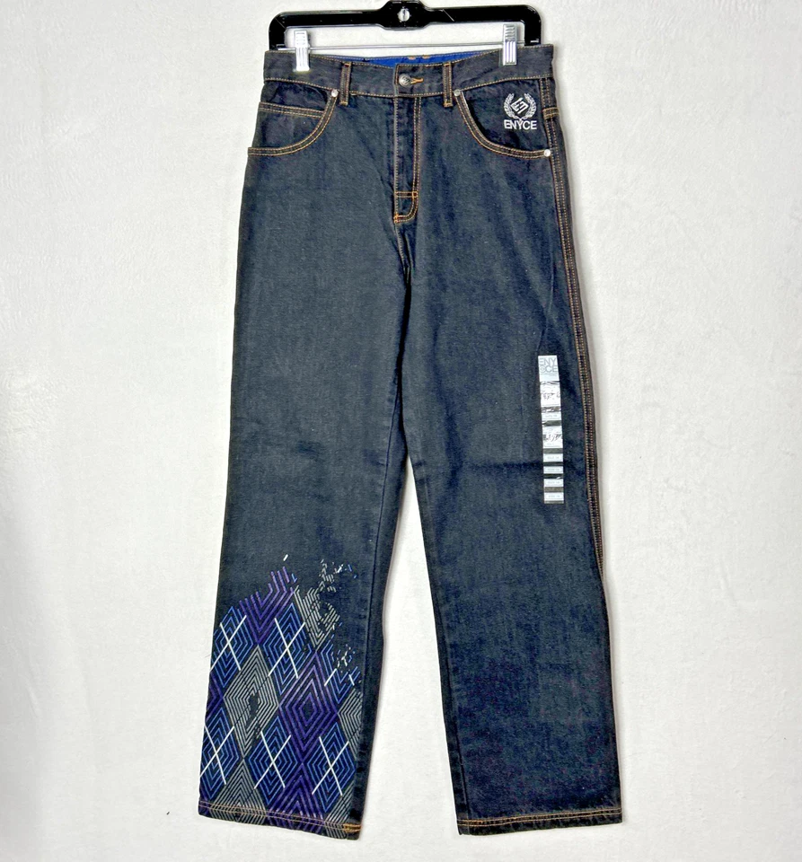Enyce Jeans Boy's 18 Baggy Hip Hop Grunge Wide Leg Dark Wash Denim Y2K - Image 1 of 4