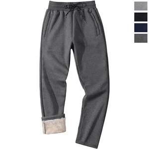 Mens Thermal Sherpa Lined Jogger Jogging Pants Winter Casual Sport Warm Trousers - Picture 1 of 38