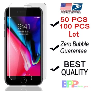 100x Wholesale Lot Tempered Glass Screen Protector for iPhone 15 16 MAX 8 7 Plus - Picture 1 of 42