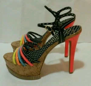 Zapatos Jessica Simpson, Sandalias Plataforma Skye Florescentes Multi Patente Talla 9.5 - Imagen 1 de 7