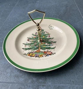 Spode Christmas Tree Single Tier Tidbit Tray Plate England ~ S3324 K - Picture 1 of 5