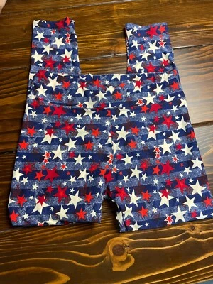 Pantalones para mujer LuLaRoe altos y curvilíneos rojos blancos azules estrellas patrióticos 4 de julio Foto 1 de 4