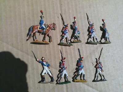 Infantería Napoleónica Francesa Marchando con Oficial Montado, Pisos de Plomo Pintados, FF Foto 1 de 2