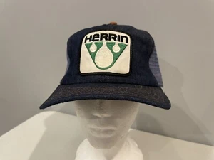 VTG Denim Herrin Seed Chemical Fertilizer Snapback AJD Brand Trucker Hat Farm - Picture 1 of 5