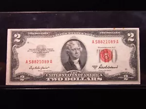 USA $2 1953 A A58821089A # UNITED STATES Note RED Seal Jefferson Dollars Money - Picture 1 of 2