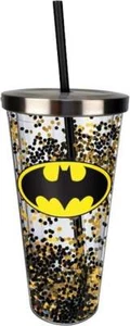 Batman - Logo Brillo 20 oz. Taza de acrílico con pajita (negro y dorado) - Imagen 1 de 1