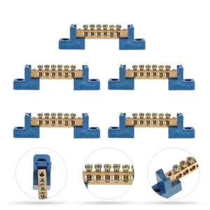 5pcs Brass Electrical Bus Bar Distribution Terminal Block Grounding Bus Bar - Picture 1 of 12