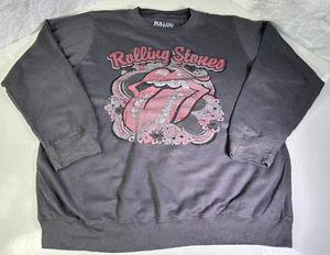 Rolling Stones Sweatshirt Size L Jumper Rock Band Unisex Adults Grey Faded Look - Picture 1 of 6